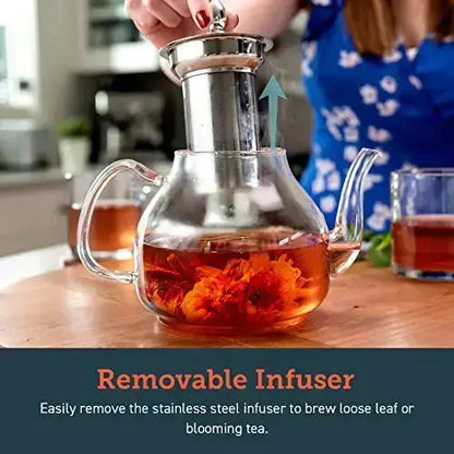 COSORI Glass Stovetop Teapot with Removable Stainless Steel Infuser, 1000 ml - Transparent