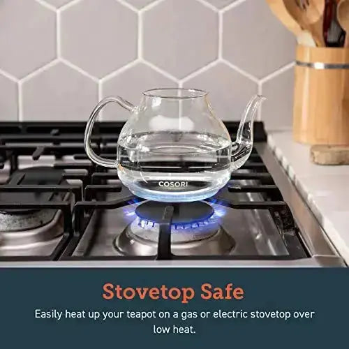 COSORI Glass Stovetop Teapot with Removable Stainless Steel Infuser, 1000 ml - Transparent