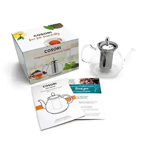 COSORI Glass Stovetop Teapot with Removable Stainless Steel Infuser, 1000 ml - Transparent