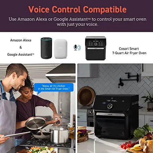 COSORI Smart Air Fryer, 14-in-1 Large Air Fryer Oven XL 7QT with Accessories & 12 Presets, Works with Alexa - Black COSORI