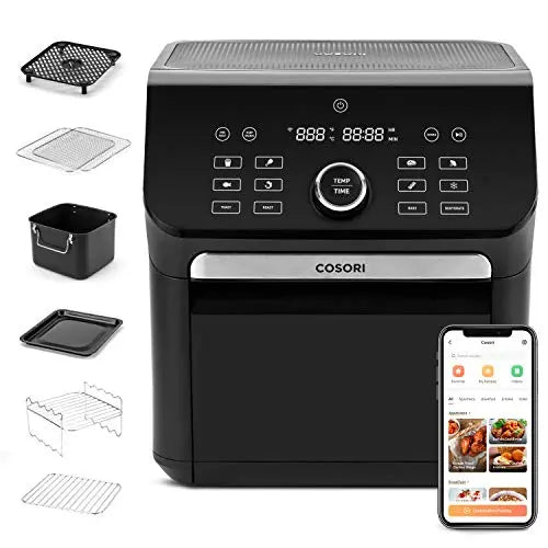 COSORI Smart Air Fryer, 14-in-1 Large Air Fryer Oven XL 7QT with Accessories & 12 Presets, Works with Alexa - Black COSORI