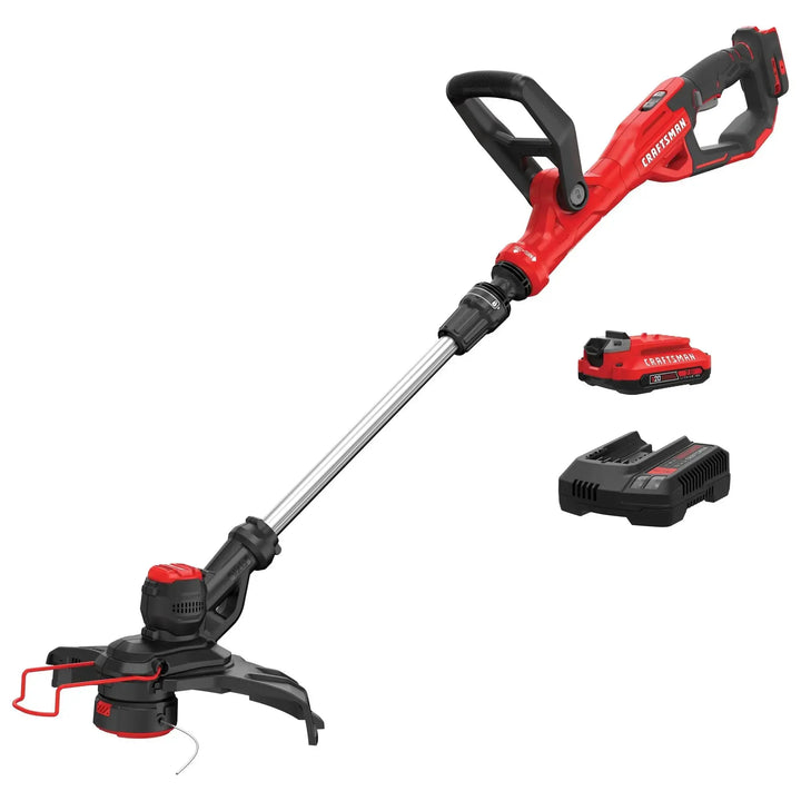 CRAFTSMAN V20 Weed Wacker Cordless String Trimmer and Edger, Weed Eater Includes 2.0 Ah Battery and Charger, Lightweight, Extended Runtime, 2 Speed (CMCST900D1) 