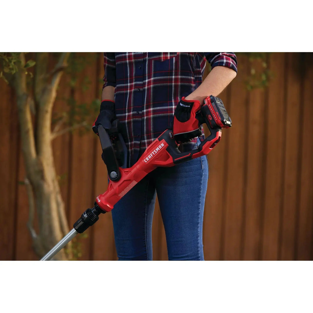 CRAFTSMAN V20 Weed Wacker Cordless String Trimmer and Edger, Weed Eater Includes 2.0 Ah Battery and Charger, Lightweight, Extended Runtime, 2 Speed (CMCST900D1) 