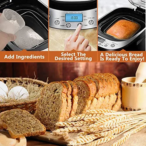Elite Gourmet 2lb Programmable Bread Maker with LCD Display and