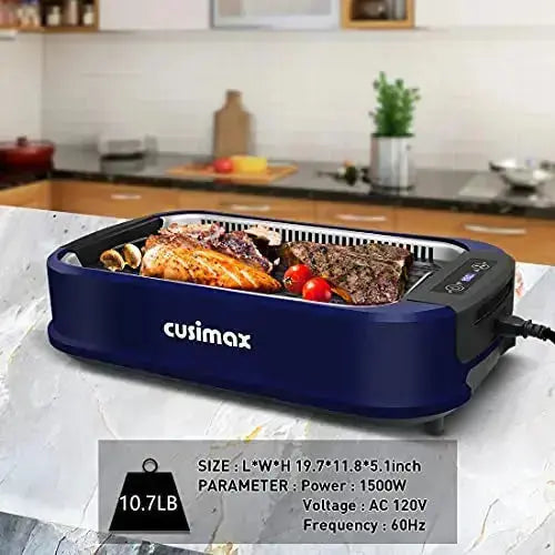 CUSIMAX Smokeless Grill | Indoor Electric Griddle With Smoke Extractor