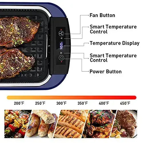 PowerXL Smokeless Grill Family Size- with Tempered Glass Lid with  Interchangeable Grill and Griddle Plate and Turbo Speed Smoke Extractor  Technology
