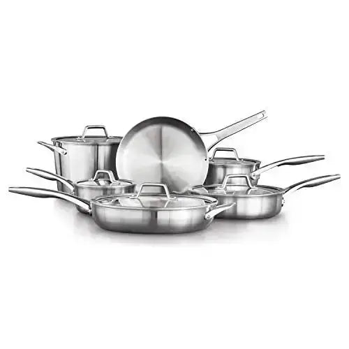 Calphalon Cookware Set | Stainless Steel Premier Pots and Pans, 11-Piece Set