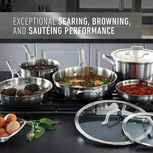 Calphalon Cookware Set | Stainless Steel Premier Pots and Pans, 11-Piece Set