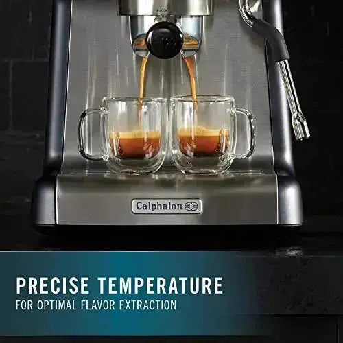 Calphalon Espresso Machine with Tamper, Milk Frothing Pitcher, and Steam Wand - Stainless Steel