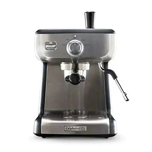 Calphalon Espresso Machine with Tamper, Milk Frothing Pitcher, and Steam Wand - Stainless Steel