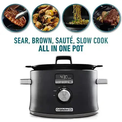 Calphalon Slow Cooker, Digital Sauté - Dark Stainless Steel