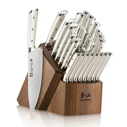 Cangshan L1 Series 17-piece German Steel Forged Knife Set White