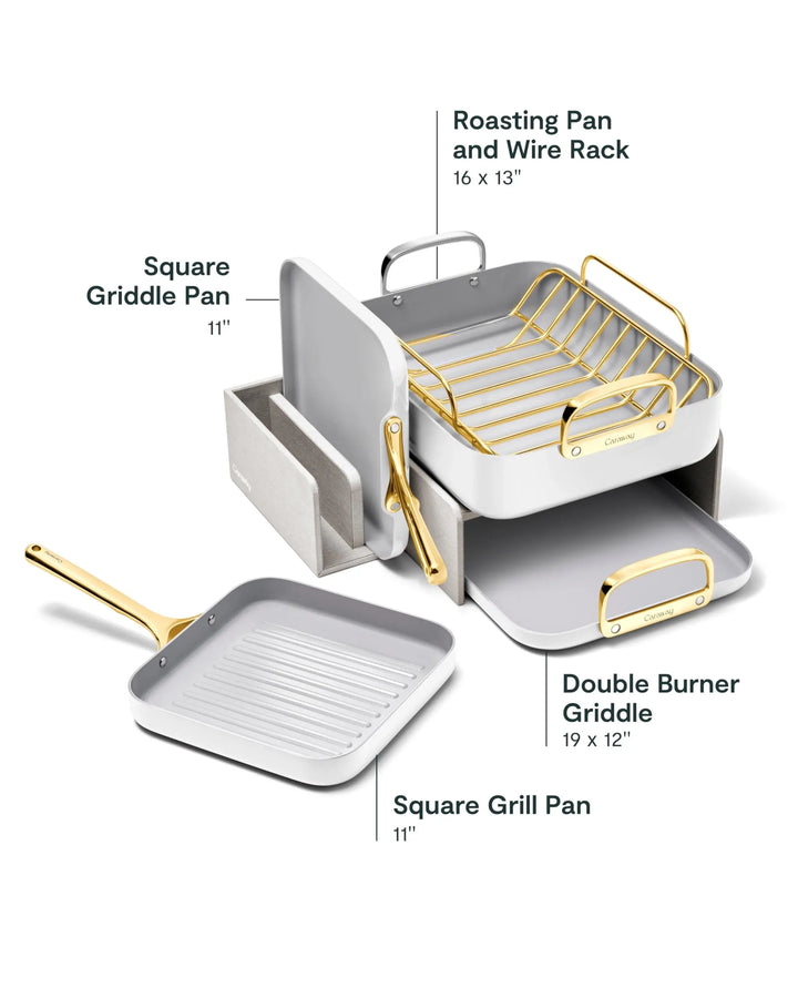 Caraway Non-Stick Ceramic-Coated Squareware Set, White