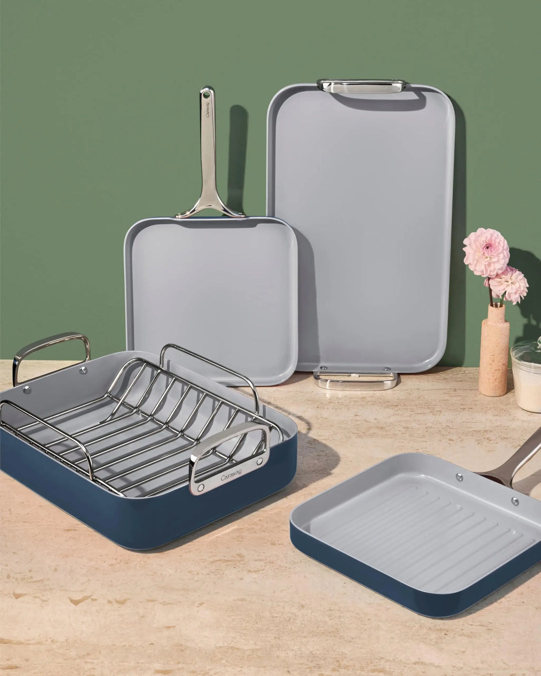 Caraway Non-Stick Ceramic-Coated Squareware Set, White