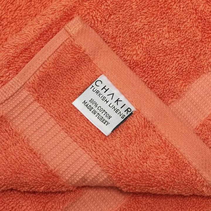 Chakir Turkish Linens 100% Cotton Premium Turkish Towels for Bathroom | 2 Bath Towels - 2 Hand Towels, 2 Washcloths (6-Piece Towel Set, Coral) 