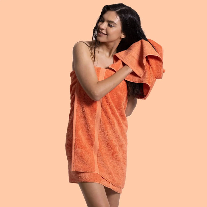 Chakir Turkish Linens 100% Cotton Premium Turkish Towels for Bathroom | 2 Bath Towels - 2 Hand Towels, 2 Washcloths (6-Piece Towel Set, Coral) 