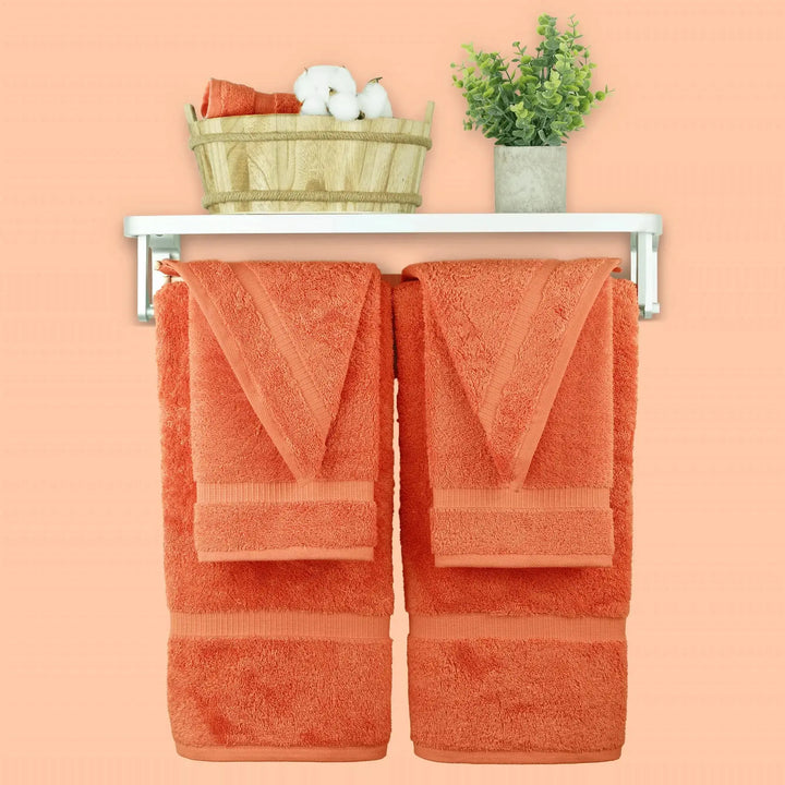 Chakir Turkish Linens 100% Cotton Premium Turkish Towels for Bathroom | 2 Bath Towels - 2 Hand Towels, 2 Washcloths (6-Piece Towel Set, Coral) 