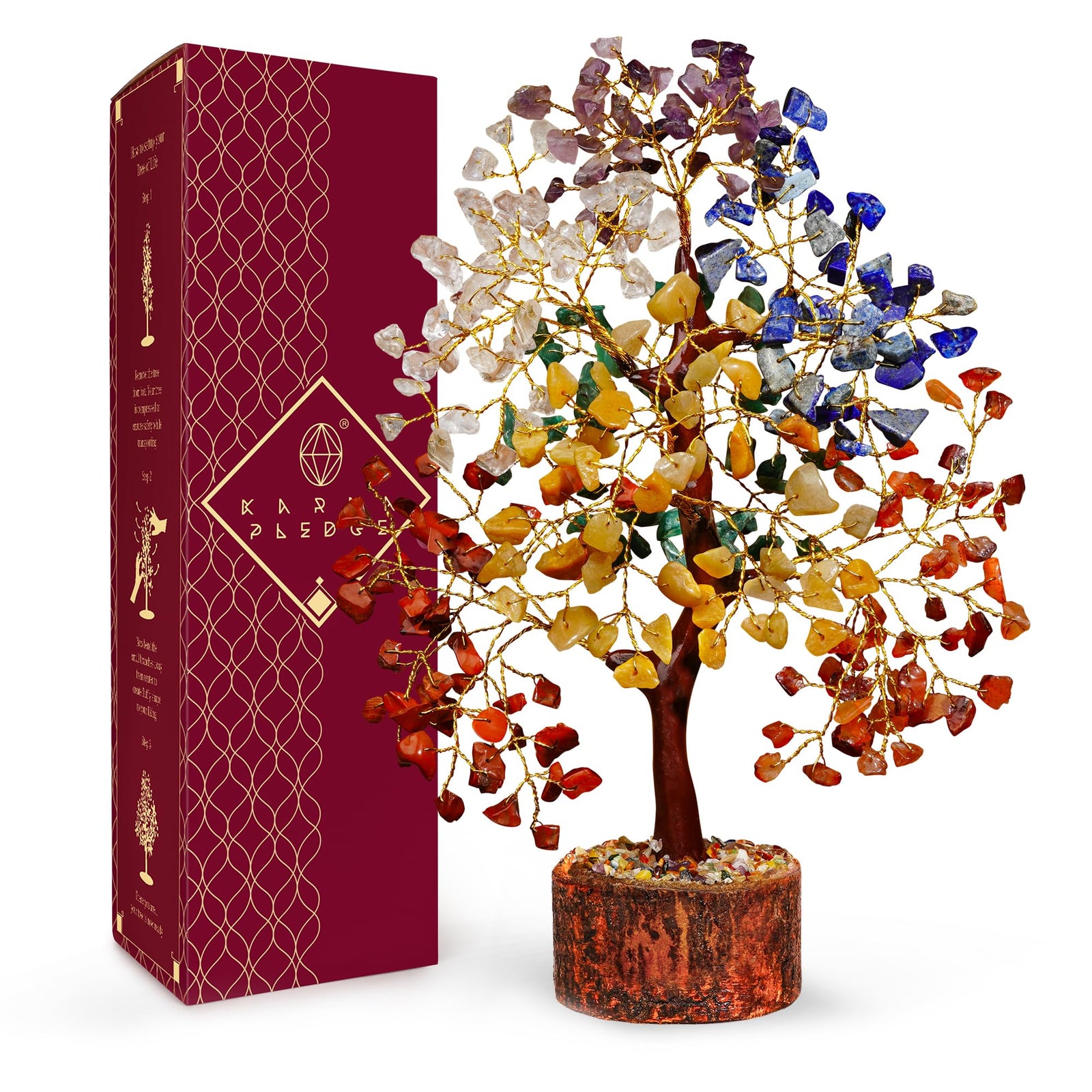 Chakra Tree of Life Birthday Gifts for Women, Mom, Sister, Friends, Handmade Healing Crystal Tree Brings Money, Positivity & Good Luck, Boho Home, Room and Office Desk Decor, Unique Return Gift 