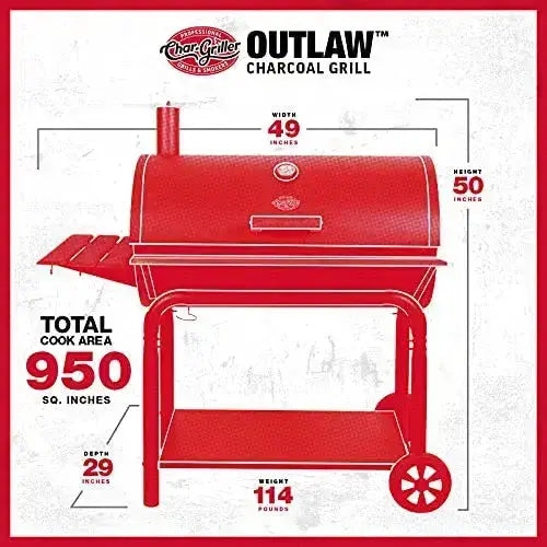 Char-Griller 2137 Outlaw Charcoal Grill - Black