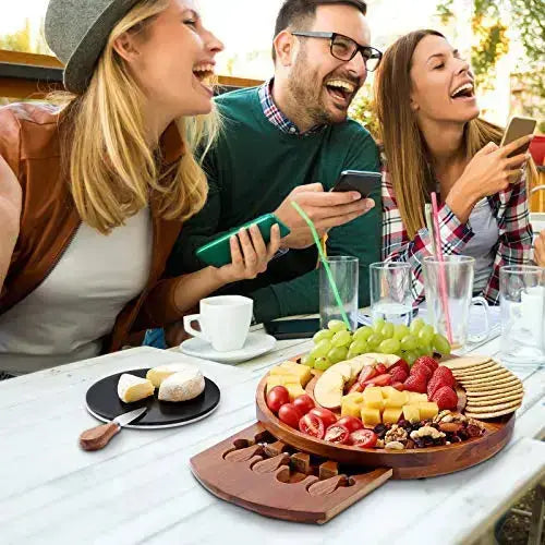 Cheese Board Set | Charcuterie Board Round Wooden Platter Serving Tray CTFT