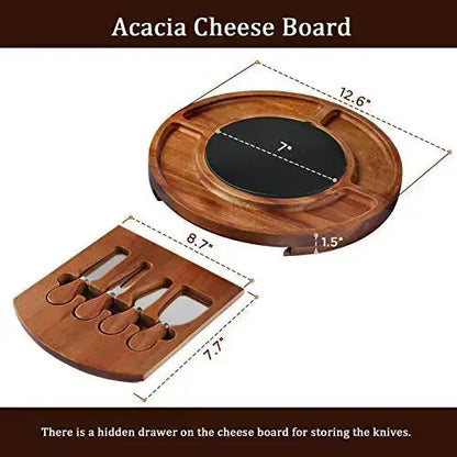 Cheese Board Set | Charcuterie Board Round Wooden Platter Serving Tray CTFT