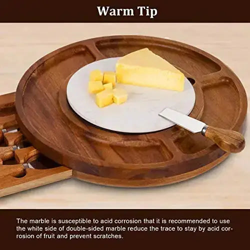 Cheese Board Set | Charcuterie Board Round Wooden Platter Serving Tray CTFT