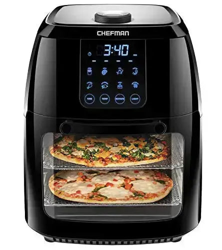 Chefman 6.3 Quart Digital Air Fryer | Dehydrator, Convection Oven, 8 Touch Screen Presets, XL Family Size - Black