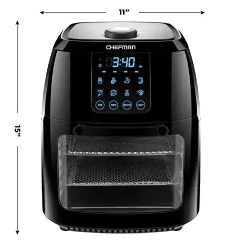 Chefman 6.3 Quart Digital Air Fryer | Dehydrator, Convection Oven, 8 Touch Screen Presets, XL Family Size - Black