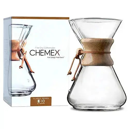 Chemex Pour Over Glass Coffee Maker, 10 Cups, Classic Series - Clear