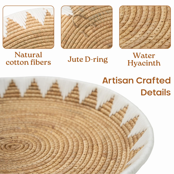 Chi An Home Extra Large Wall Basket Decor Boho Wicker Wall Hanging Set 3 