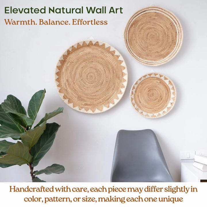 Chi An Home Extra Large Wall Basket Decor Boho Wicker Wall Hanging Set 3