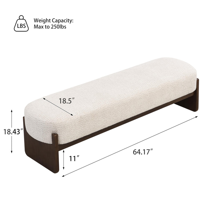 Christopher Knight Home Arden Minimalist Style Rectangular Loop Yarn Fabric Ottoman Bench, Rubberwood Frame, Entryway Bench, Living Room Sofa Extra Seat, End of Bed Footstool, Beige+Brown 