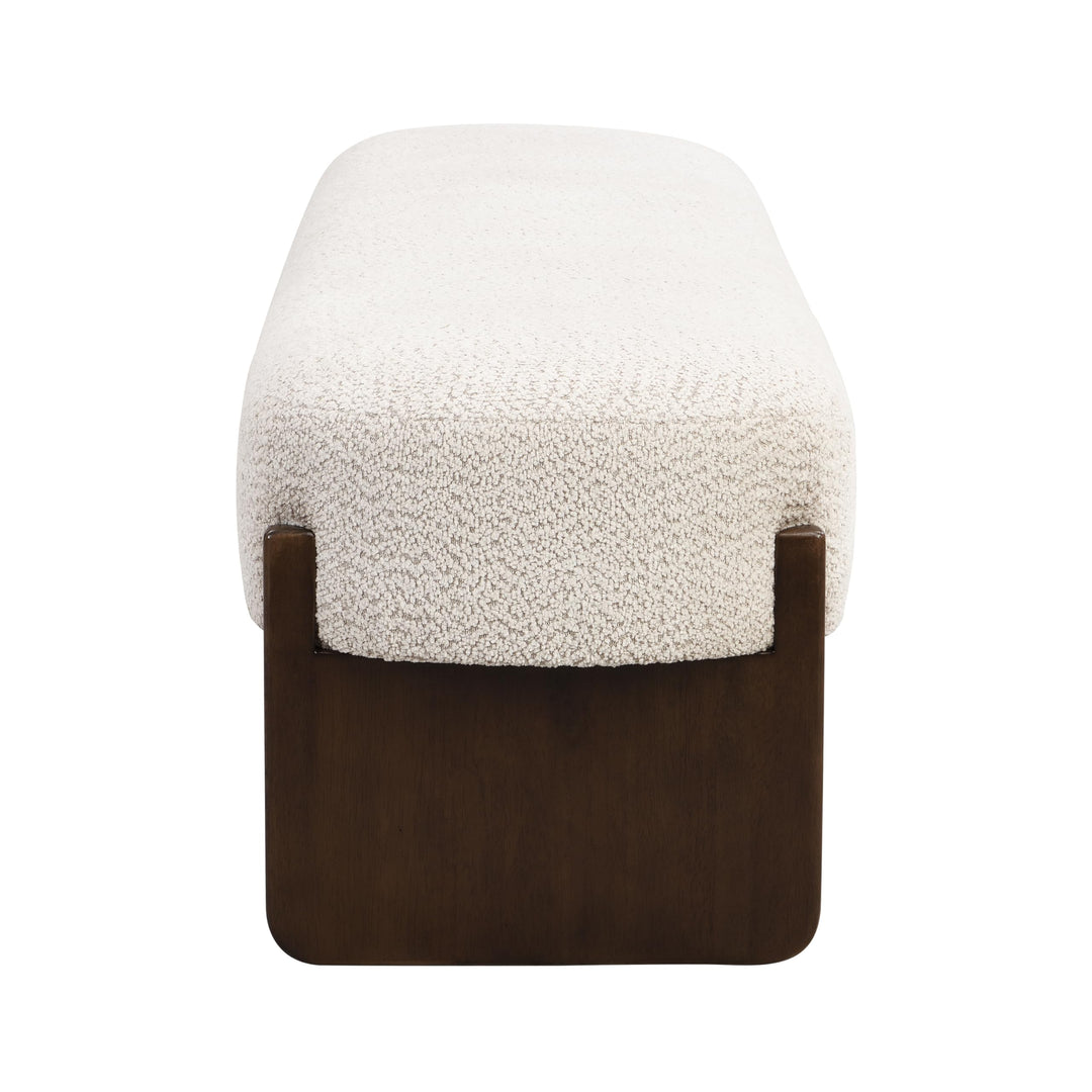 Christopher Knight Home Arden Minimalist Style Rectangular Loop Yarn Fabric Ottoman Bench, Rubberwood Frame, Entryway Bench, Living Room Sofa Extra Seat, End of Bed Footstool, Beige+Brown 