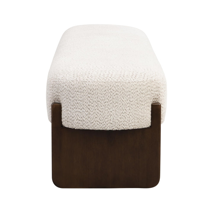 Christopher Knight Home Arden Minimalist Style Rectangular Loop Yarn Fabric Ottoman Bench, Rubberwood Frame, Entryway Bench, Living Room Sofa Extra Seat, End of Bed Footstool, Beige+Brown 