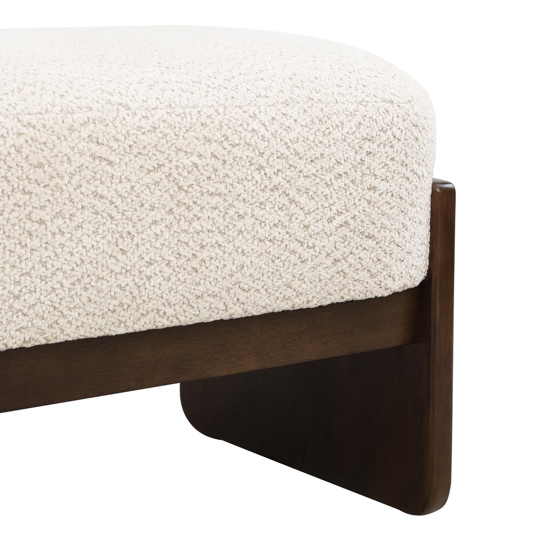 Christopher Knight Home Arden Minimalist Style Rectangular Loop Yarn Fabric Ottoman Bench, Rubberwood Frame, Entryway Bench, Living Room Sofa Extra Seat, End of Bed Footstool, Beige+Brown 