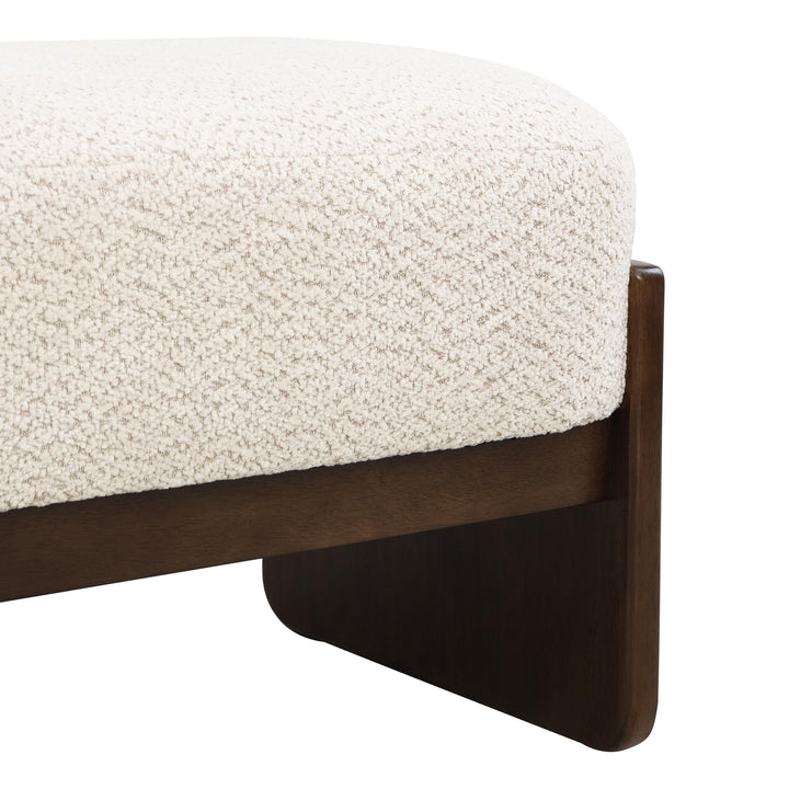 Christopher Knight Home Arden Minimalist Style Rectangular Loop Yarn Fabric Ottoman Bench, Rubberwood Frame, Entryway Bench, Living Room Sofa Extra Seat, End of Bed Footstool, Beige+Brown 