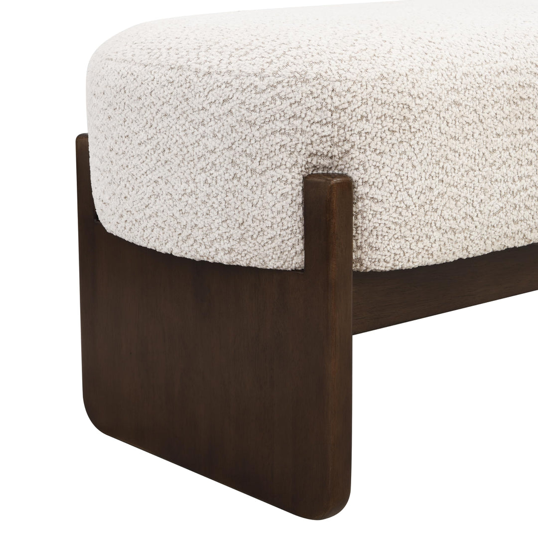 Christopher Knight Home Arden Minimalist Style Rectangular Loop Yarn Fabric Ottoman Bench, Rubberwood Frame, Entryway Bench, Living Room Sofa Extra Seat, End of Bed Footstool, Beige+Brown 