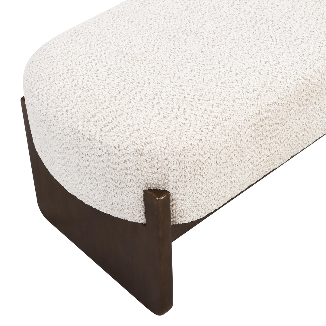 Christopher Knight Home Arden Minimalist Style Rectangular Loop Yarn Fabric Ottoman Bench, Rubberwood Frame, Entryway Bench, Living Room Sofa Extra Seat, End of Bed Footstool, Beige+Brown 