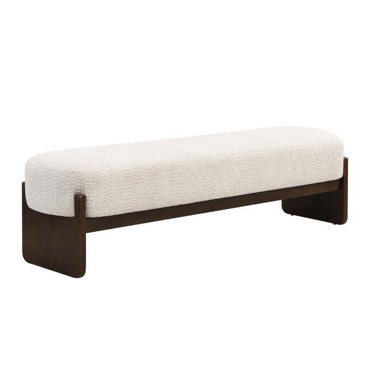 Christopher Knight Home Arden Minimalist Style Rectangular Loop Yarn Fabric Ottoman Bench, Rubberwood Frame, Entryway Bench, Living Room Sofa Extra Seat, End of Bed Footstool, Beige+Brown 
