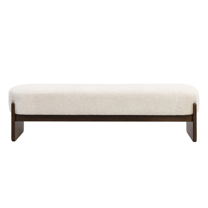 Christopher Knight Home Arden Minimalist Style Rectangular Loop Yarn Fabric Ottoman Bench, Rubberwood Frame, Entryway Bench, Living Room Sofa Extra Seat, End of Bed Footstool, Beige+Brown 