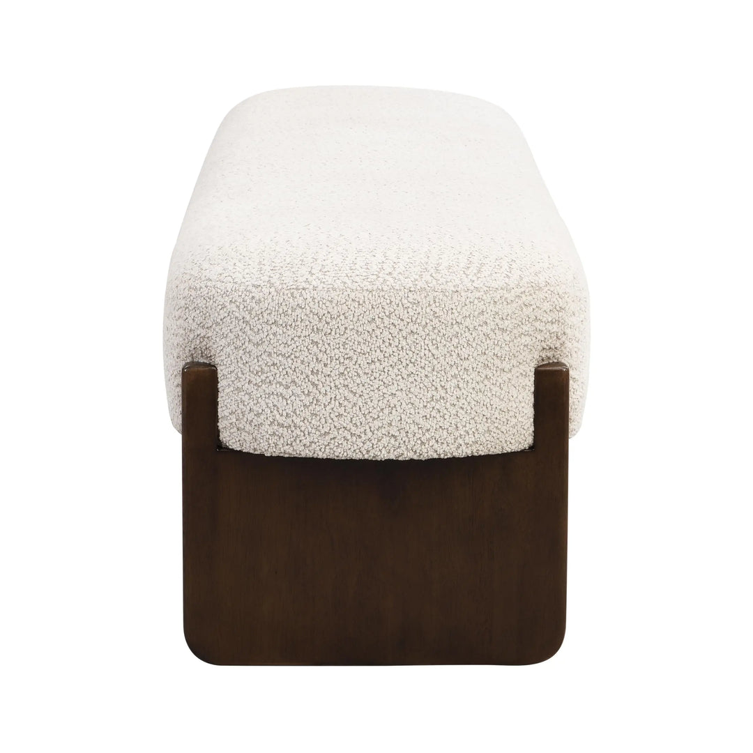 Christopher Knight Home Arden Minimalist Style Rectangular Loop Yarn Fabric Ottoman Bench, Rubberwood Frame, Entryway Bench, Living Room Sofa Extra Seat, End of Bed Footstool, Beige+Brown 