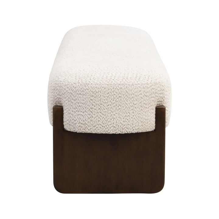 Christopher Knight Home Arden Minimalist Style Rectangular Loop Yarn Fabric Ottoman Bench, Rubberwood Frame, Entryway Bench, Living Room Sofa Extra Seat, End of Bed Footstool, Beige+Brown 
