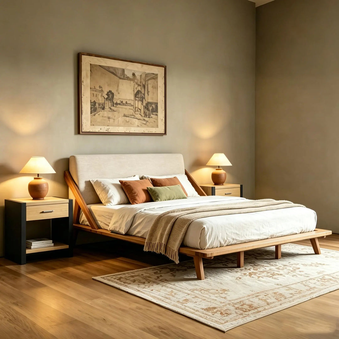 Christopher Knight Home Breonca Acacia Wood Queen Bed Frame with Storage &amp; Nightstand Set of 2
