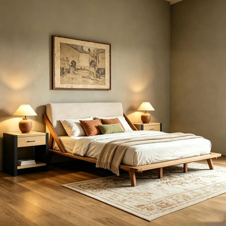 Christopher Knight Home Breonca Acacia Wood Queen Bed Frame with Storage &amp; Nightstand Set of 2