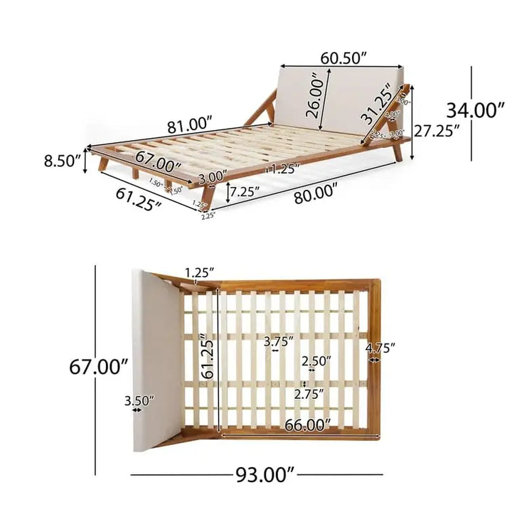 Christopher Knight Home Breonca Acacia Wood Queen Bed Frame with Storage &amp; Nightstand Set of 2