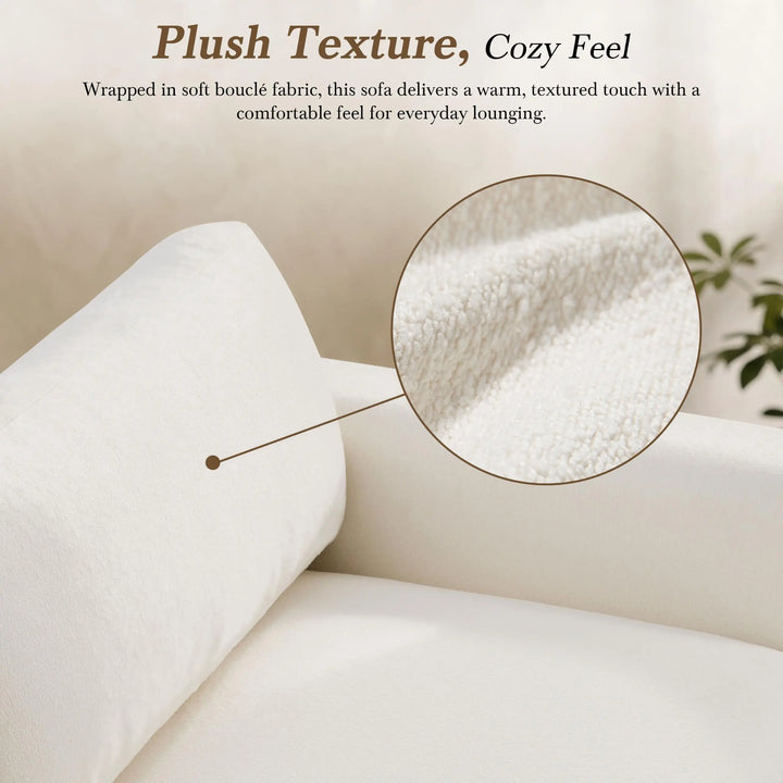 Christopher Knight Home Jetta Organic Modern Bouclé Sofa, 3-Seater with Woven Cane Arms