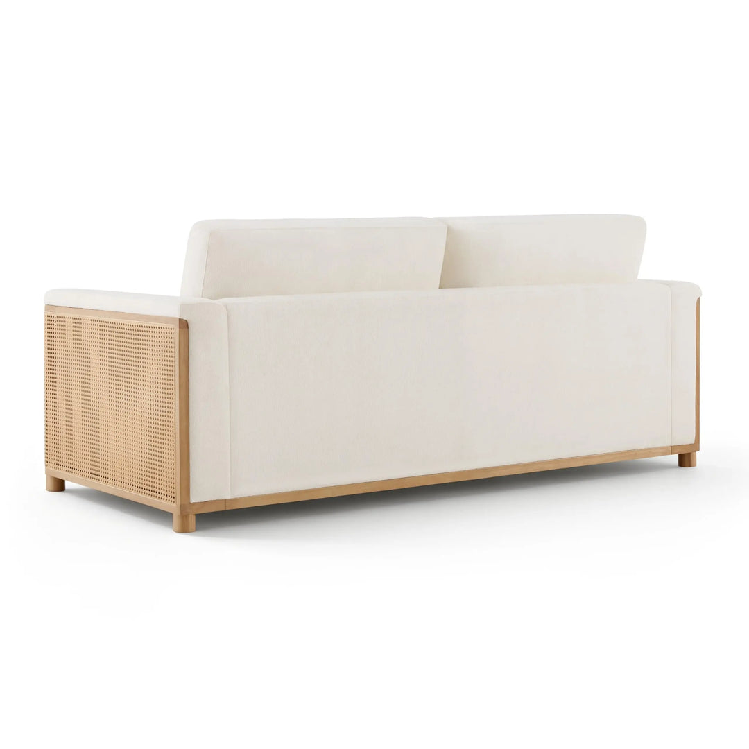 Christopher Knight Home Jetta Organic Modern Bouclé Sofa, 3-Seater with Woven Cane Arms