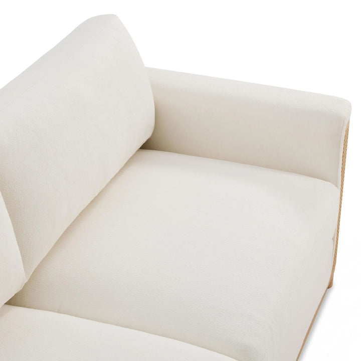 Christopher Knight Home Jetta Organic Modern Bouclé Sofa, 3-Seater with Woven Cane Arms