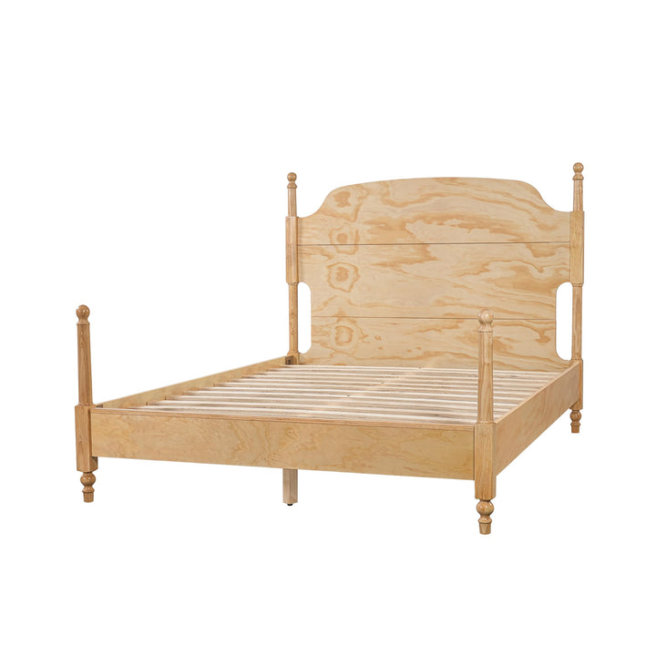Christopher Knight Home Kane Wooden Queen Bed Frame with Headboard, Farmhouse Queen Size Bed Frame and Arched Headboard, 4-Poster Queen Bedframe with Slats Support, No Box Spring Needed, Natural 