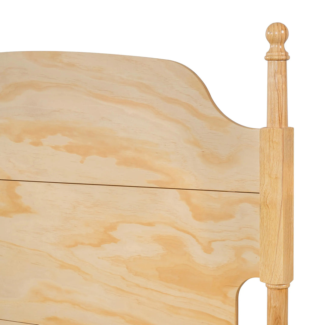 Christopher Knight Home Kane Wooden Queen Bed Frame with Headboard, Farmhouse Queen Size Bed Frame and Arched Headboard, 4-Poster Queen Bedframe with Slats Support, No Box Spring Needed, Natural 